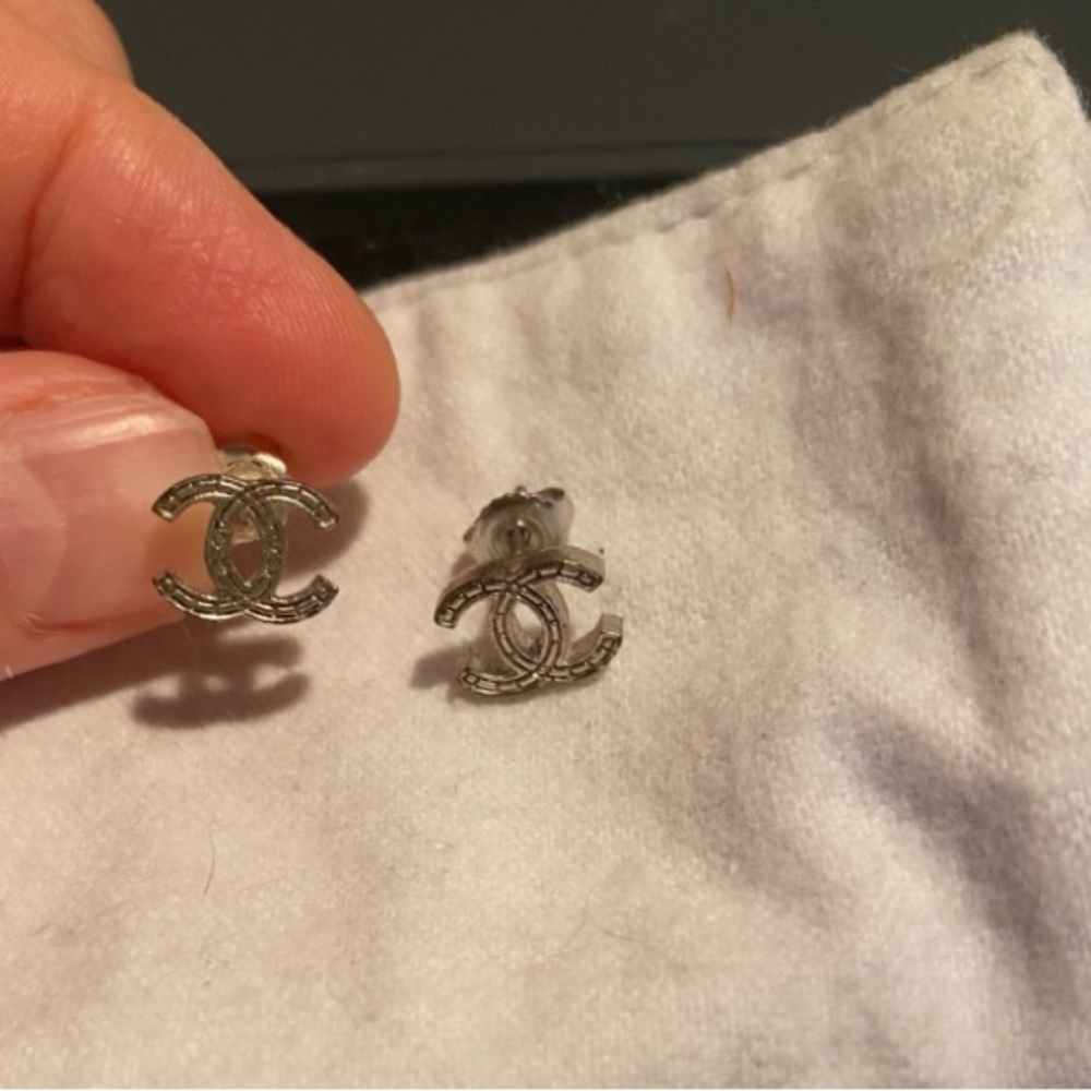 Chanel Silver Stud Earrings